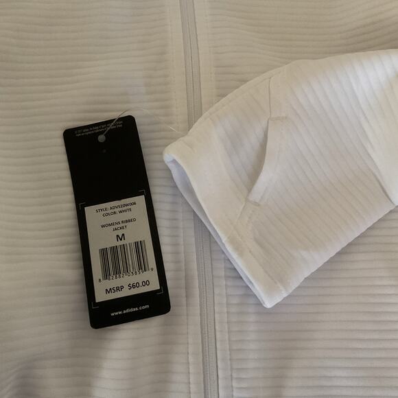 NWT Adidas Women’s White Ribbed Full Zip Jacket • Golf Activewear • Size M - Picture 6 of 8